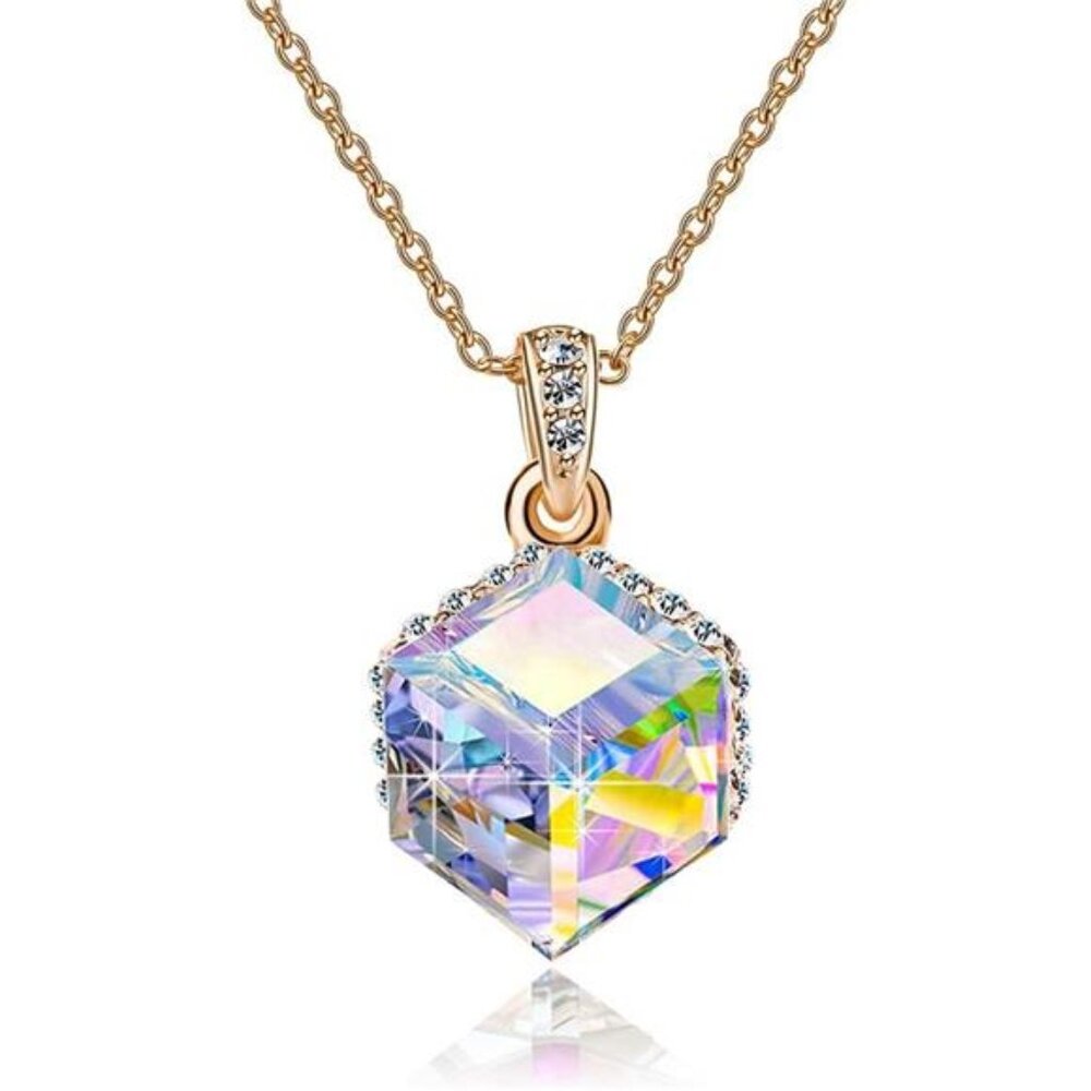 Color Changing Cubic Austrian Crystal Pendant Necklace